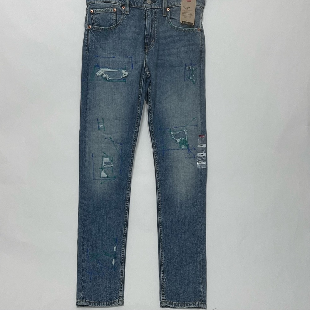 Levis‎ 512 Slim Taper Denim Stretch Jean Distressed Torn Stitch Color